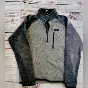 Patagonia Better Sweater Mens 1/4 Zip Fleece Jacket Heather Grey Size Med Logo